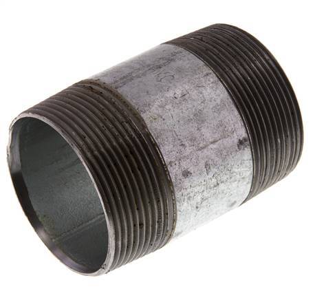 R 2'' Zinc plated Steel Double Pipe Nipple 50 Bar DIN 2982 - 80mm [2 Pieces]