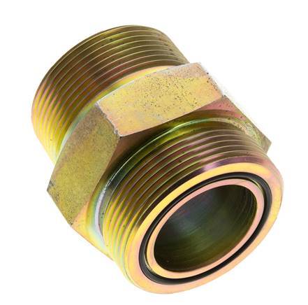 UN 2''-12 x 1 1/2'' NPT Zinc plated Steel Double Nipple ORFS 250 Bar - Hydraulic