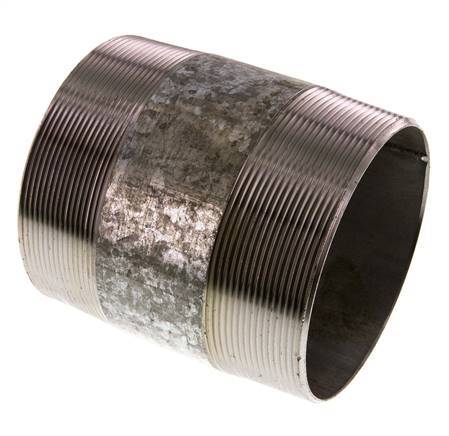 R 4'' Zinc plated Steel Double Pipe Nipple 50 Bar DIN 2982 - 120mm