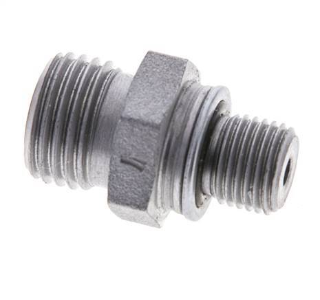 UNF 9/16''-18 x M10x1 Zinc plated Steel Double Nipple ORFS 630 Bar - Hydraulic
