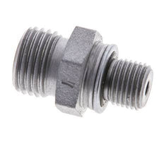 UNF 9/16''-18 x M10x1 Zinc plated Steel Double Nipple ORFS 630 Bar - Hydraulic