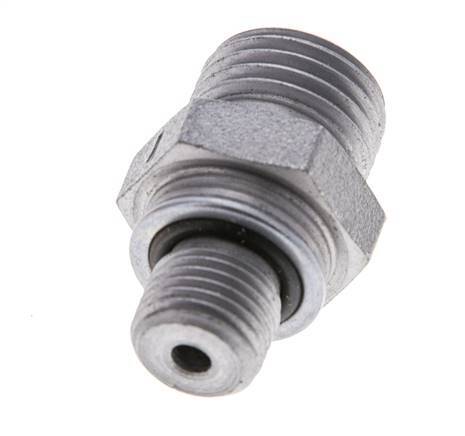 UNF 9/16''-18 x M10x1 Zinc plated Steel Double Nipple ORFS 630 Bar - Hydraulic