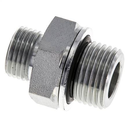 UN 11/16''-16 x G 1/2'' Zinc plated Steel Double Nipple ORFS 630 Bar - Hydraulic