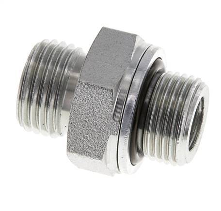 UN 11/16''-16 x G 3/8'' Verzinkt Stalen Borstnippel ORFS 630 Bar - Hydrauliek