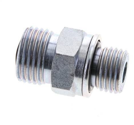 UN 11/16''-16 x M14x1.5 Verzinkt Stalen Borstnippel ORFS 630 Bar - Hydrauliek