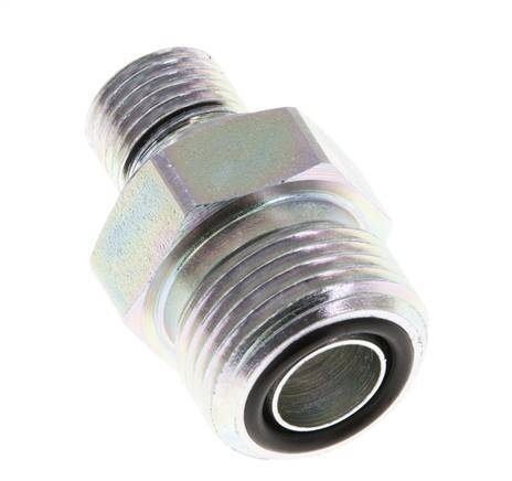 UN 13/16''-16 x G 1/4'' Zinc plated Steel Double Nipple ORFS 630 Bar - Hydraulic