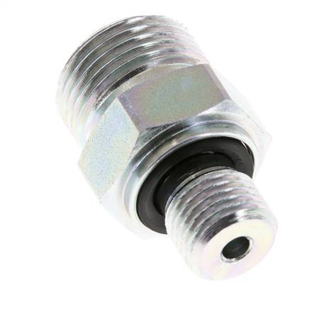 UN 13/16''-16 x G 1/4'' Zinc plated Steel Double Nipple ORFS 630 Bar - Hydraulic