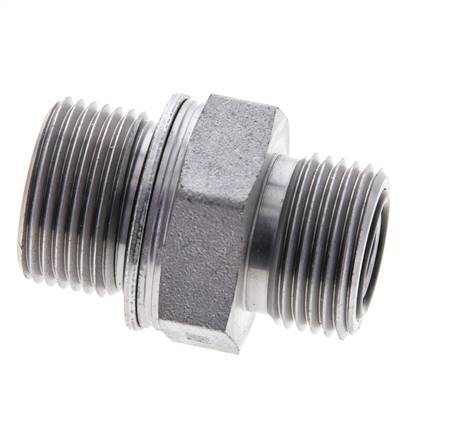 UN 13/16''-16 x M22x1.5 Verzinkt Stalen Borstnippel ORFS 630 Bar - Hydrauliek