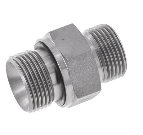 UNS 1''-14 x G 3/4'' Zinc plated Steel Double Nipple ORFS 400 Bar - Hydraulic