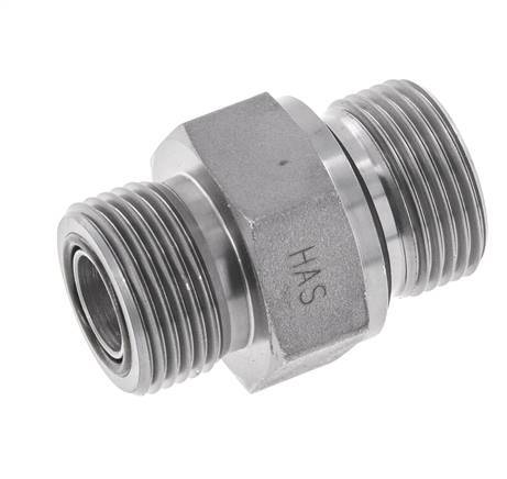 UNS 1''-14 x G 3/4'' Zinc plated Steel Double Nipple ORFS 400 Bar - Hydraulic