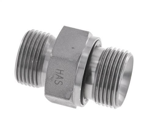 UNS 1''-14 x G 3/4'' Zinc plated Steel Double Nipple ORFS 400 Bar - Hydraulic