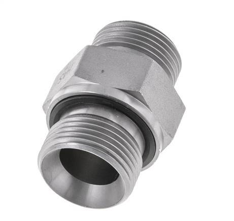 UNS 1''-14 x G 3/4'' Zinc plated Steel Double Nipple ORFS 400 Bar - Hydraulic