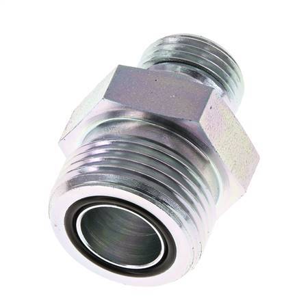 UN 1-3/16''-12 x G 1/2'' Zinc plated Steel Double Nipple ORFS 400 Bar - Hydraulic