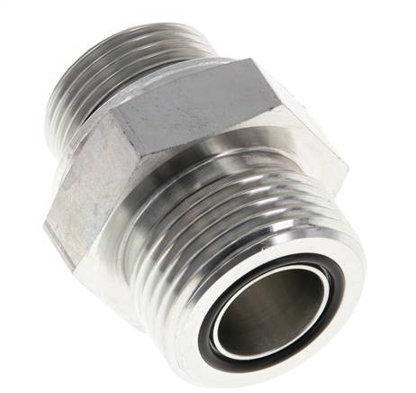 UN 1-3/16''-12 x G 3/4'' Zinc plated Steel Double Nipple ORFS 400 Bar - Hydraulic
