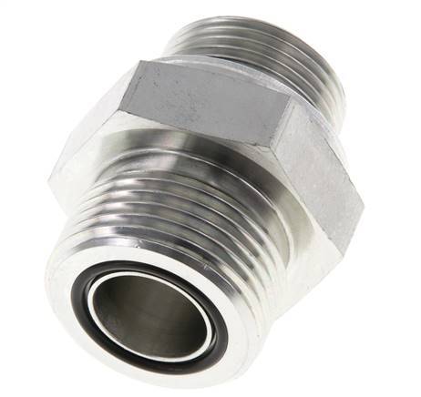 UN 1-3/16''-12 x G 3/4'' Zinc plated Steel Double Nipple ORFS 400 Bar - Hydraulic