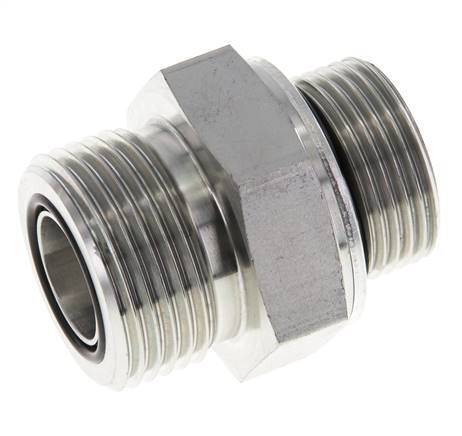 UN 1-3/16''-12 x G 3/4'' Zinc plated Steel Double Nipple ORFS 400 Bar - Hydraulic
