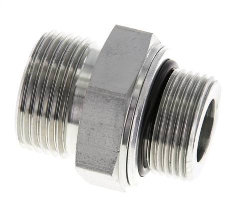 UN 1-3/16''-12 x G 3/4'' Zinc plated Steel Double Nipple ORFS 400 Bar - Hydraulic