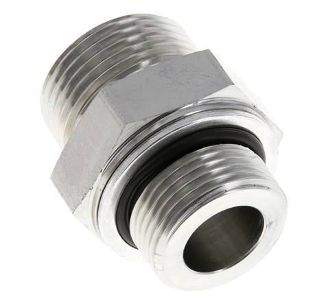 UN 1-3/16''-12 x G 3/4'' Zinc plated Steel Double Nipple ORFS 400 Bar - Hydraulic