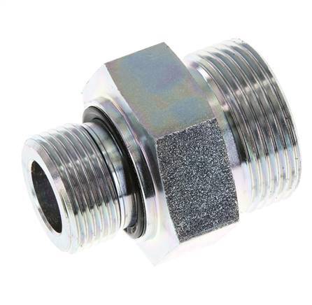UN 1-7/16''-12 x G 3/4'' Verzinkt Stalen Borstnippel ORFS 400 Bar - Hydrauliek