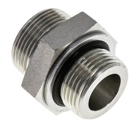 UN 1-7/16''-12 x G 1'' Zinc plated Steel Double Nipple ORFS 400 Bar - Hydraulic