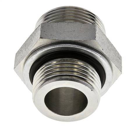 UN 1-7/16''-12 x G 1'' Zinc plated Steel Double Nipple ORFS 400 Bar - Hydraulic