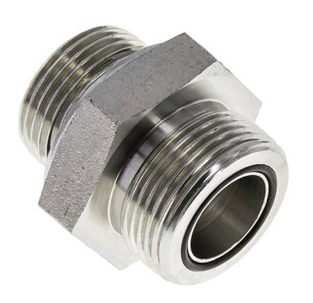 UN 1-7/16''-12 x G 1'' Zinc plated Steel Double Nipple ORFS 400 Bar - Hydraulic