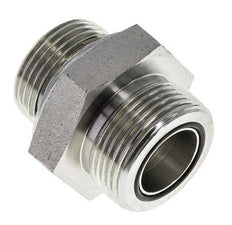 UN 1-7/16''-12 x G 1'' Zinc plated Steel Double Nipple ORFS 400 Bar - Hydraulic