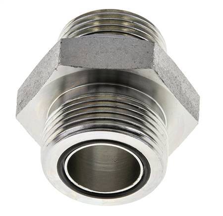 UN 1-7/16''-12 x G 1'' Zinc plated Steel Double Nipple ORFS 400 Bar - Hydraulic