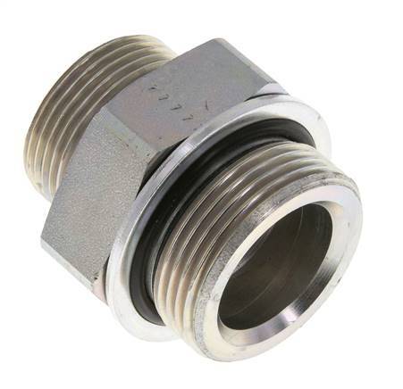 UN 1-7/16''-12 x G 1 1/4'' Zinc plated Steel Double Nipple ORFS 250 Bar - Hydraulic