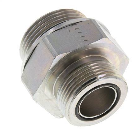 UN 1-7/16''-12 x G 1 1/4'' Zinc plated Steel Double Nipple ORFS 250 Bar - Hydraulic