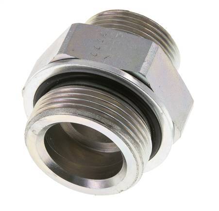 UN 1-7/16''-12 x G 1 1/4'' Zinc plated Steel Double Nipple ORFS 250 Bar - Hydraulic