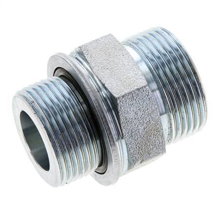 UN 1-7/16''-12 x M33x2 Verzinkt Stalen Borstnippel ORFS 400 Bar - Hydrauliek