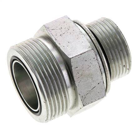 UN 1-11/16''-12 x M33x2 Verzinkt Stalen Borstnippel ORFS 250 Bar - Hydrauliek