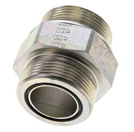 UN 1-11/16''-12 x M42x2 Verzinkt Stalen Borstnippel ORFS 250 Bar - Hydrauliek