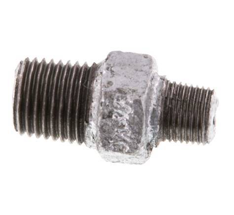 R 1/4'' x R 1/8'' Verzinkt Gietijzeren Borstnippel 25 Bar