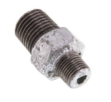 R 1/4'' x R 1/8'' Verzinkt Gietijzeren Borstnippel 25 Bar