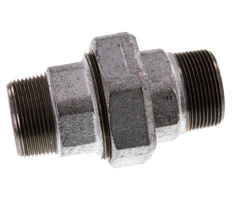 R 1 1/2'' Verzinkt Gietijzeren Borstnippel 3-delig met Conische afdichting 25 Bar