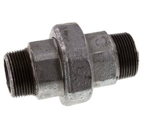 R 1 1/4'' Zinc plated Cast iron Double Nipple 3-pieces with Conically sealing 25 Bar