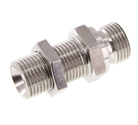 G 1/2'' Stainless steel Bulkhead Double nipple 350 Bar - Hydraulic