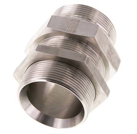 G 2'' Stainless steel Bulkhead Double nipple 175 Bar - Hydraulic