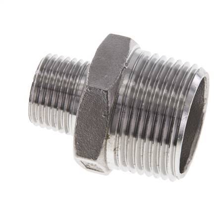 1/2'' NPT x 1'' NPT RVS Borstnippel 16 Bar