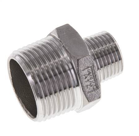 1/2'' NPT x 1'' NPT RVS Borstnippel 16 Bar