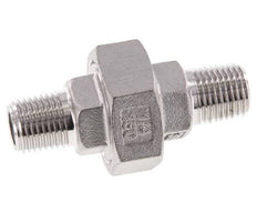 R 1/4'' Stainless steel Double Nipple 3-pieces with Conically sealing 16 Bar