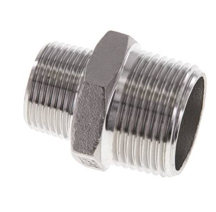 3/4'' NPT x 1'' NPT RVS Borstnippel 16 Bar
