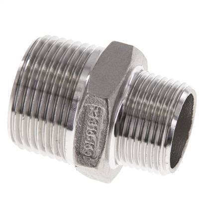 3/4'' NPT x 1'' NPT RVS Borstnippel 16 Bar