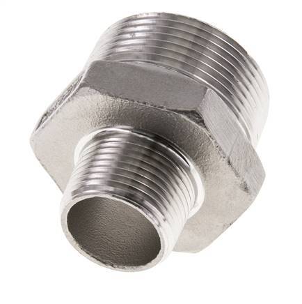 3/4'' NPT x 1 1/4'' NPT RVS Borstnippel 16 Bar