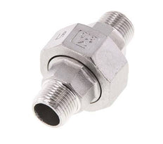 R 3/8'' Stainless steel Double Nipple 3-pieces with Conically sealing 16 Bar