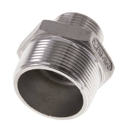 1'' NPT x 1 1/2'' NPT RVS Borstnippel 16 Bar