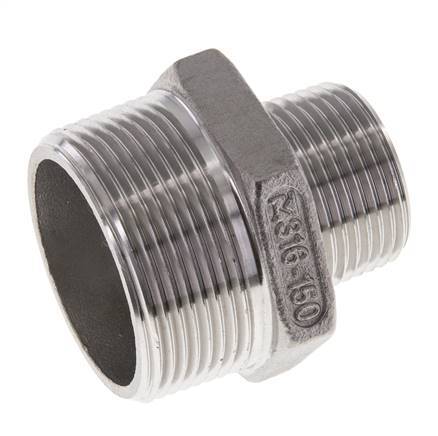 1'' NPT x 1 1/2'' NPT RVS Borstnippel 16 Bar