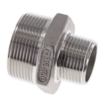 1'' NPT x 1 1/2'' NPT RVS Borstnippel 16 Bar